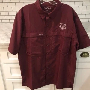 Game Guard Outdoors A&M Shirt Mens Large Maroon Golf Fishing Vented Button Up - Picture 1 of 11