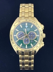 Citizen Eco-Drive Luxury Carson Chronograph Green Dial Men's Watch CA4542-59X - Picture 1 of 11
