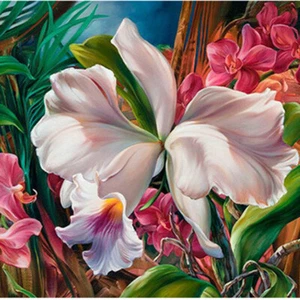 Pintura Diamante 5D Cuadrado Completo 50cmx50cm, Orquídea, PRECIO REDUCIDO - Imagen 1 de 3