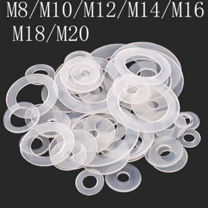 Lavadoras lisas de nailon transparente M8 M10 M12 M14 M16 - M20 lavadora plana ajuste pernos tornillos - Imagen 1 de 4