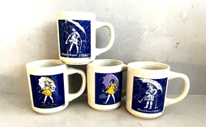 Vtg - 4 Morton Salt "When It Rains It Pours" Coffee Cup Set 1914 1921 1956 1968 - Picture 1 of 7