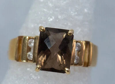 Smokey Topaz Emerald Cut Ring 18K Yellow gold  - Image 1 of 4