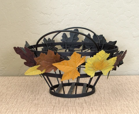 VINTAGE Large Iron?  Decorative Ornate  Handled Leaf Basket Cover