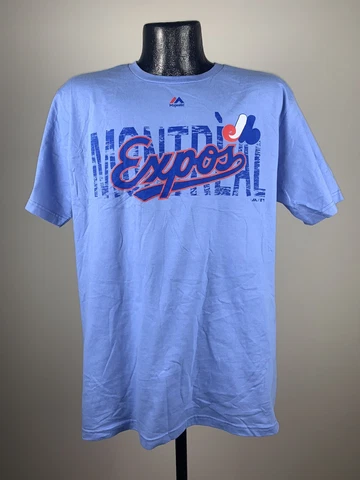 Men's Majestic Montreal Expos Different Eras Baby Blue Cotton MLB Tee NWT XL Cover