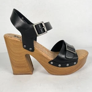 Sandalias Korks Bagley para mujer talla 8 M negras plataforma tiras zueco tacón zapatos - Imagen 1 de 10