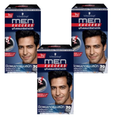 Kit de tintura de cabelo Schwarzkopf masculino sucesso anti cinza preto natural nº 70 x 3 - Imagem 1 de 4