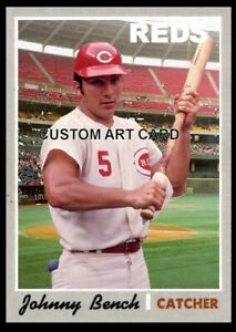 Cincinnati Reds Johnny Bench 2024 / 1970 Custom ACEO Art Card Blank Back