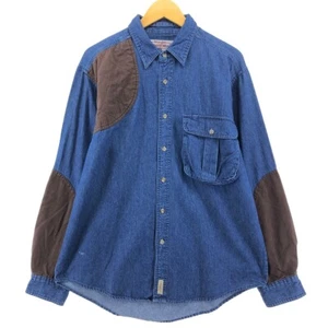 Wrangler RUGGED WEAR Denim Hunting Shirt with Striped Long Sleeves, Men's Si... - Picture 1 of 8
