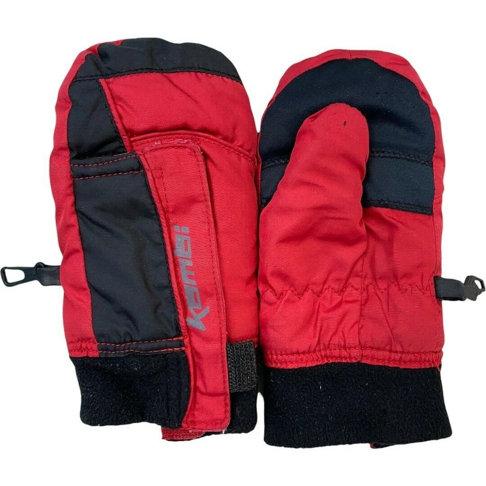Kombi Mittens Youth XS Boy Girl Red Black Easy On Mitt Snow Ski Winter  - Image 1 of 4