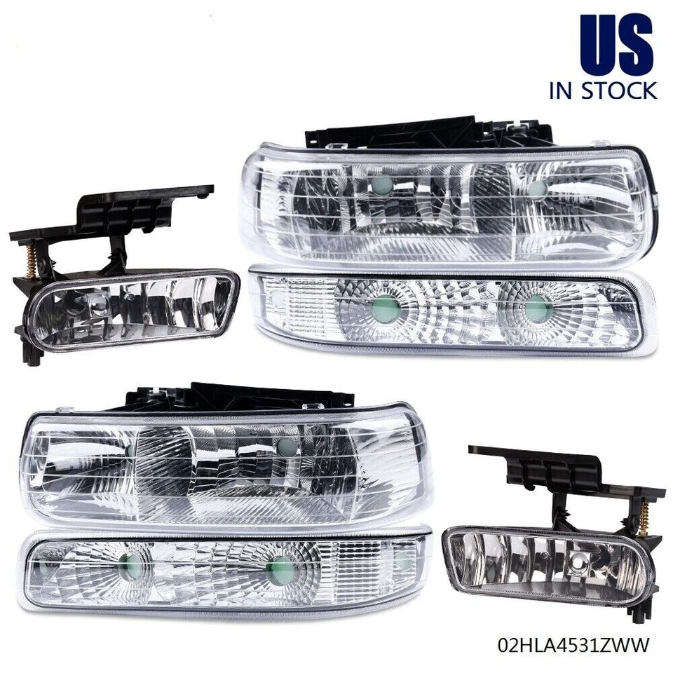 Headlights Fog Lights Fit For 99-02 Chevy Silverado 2000-2006 Tahoe Suburban - Image 1 of 4