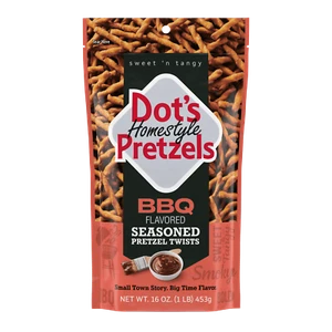 Dot's Homestyle Pretzels BBQ Seasoned Pretzel Twists, 16oz Family Size Bag - Picture 1 of 5