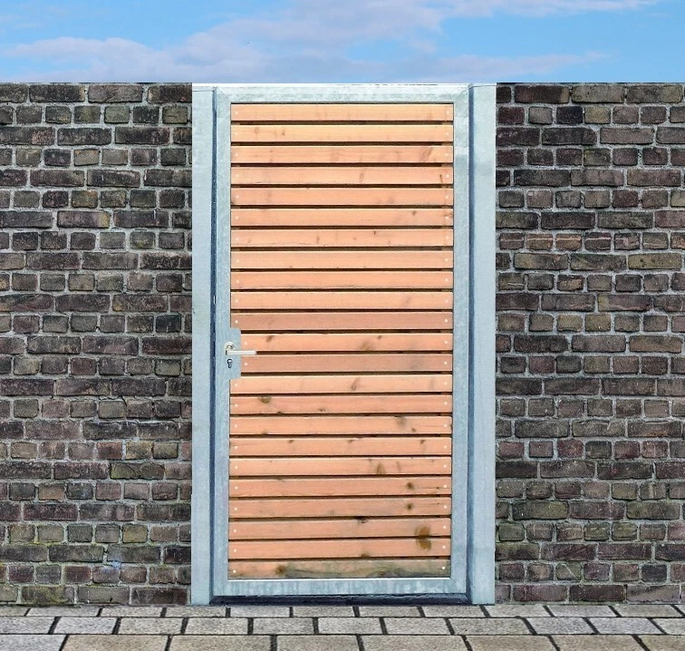 Tor Holztor Gartentor Hoftor Holztür Tür Verzinkt mit Pfosten & Holzfüllung quer - Bild 1 von 1