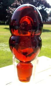 Massive Vintage MCM Amber 5” Stopper Ground Bottom (stopper Only) - Picture 1 of 7