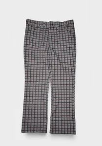 Vintage 70s Pants Mens 36x30 Grey Plaid Leisure Trousers Haband Mod Disco - Picture 1 of 8