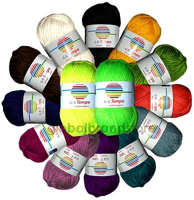 Wolle für Schal & Mützen Schnellstrickgarn Schulgarn Häkelgarn Tempo 3,00€/100g