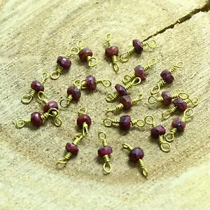 Ruby Faceted Rondelle Gold Plated Vermeil Bead Briolette Natural Loose Gemstone  - Picture 1 of 3