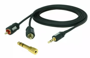 5m Klinken-Cinch Kabel(3,5mm auf 2x RCA ) + 6,35mm-3,5mm Klinkenadapter stereo - Bild 1 von 3
