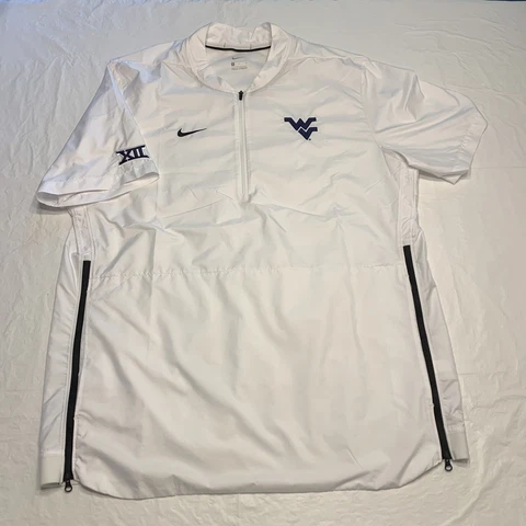 Nike NCAA West Virginia Mountaineers White 1/4 Zip Wind Shirt Men’s Large Cover