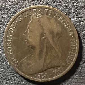 UNITED KINGDOM 1899 ONE PENNY F - Picture 1 of 2