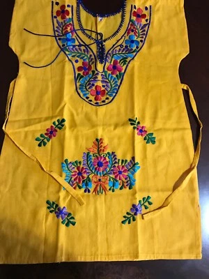 Vestido Mexicano Bordado Hecho a Mano Niñas Talla 6 Vestidito Artesanal Talla 6 Foto 1 de 4