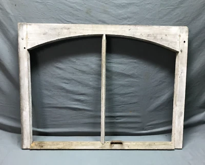 Antiguo marco de ventana superior de vidrio arqueado 2 Lite 24x32 blanco en mal estado de colección elegante 1879-24B Foto 1 de 4