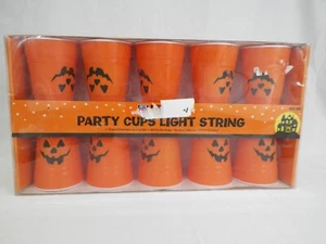 Halloween Party Cups String Lights Jack-O-Lantern Orange Solo Cup 8.5 Feet New - Picture 1 of 4