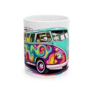 1960s Boho Peace Van Mug - Psychedelic Hippie Vibes | 11oz & 15oz - Bild 1 von 9
