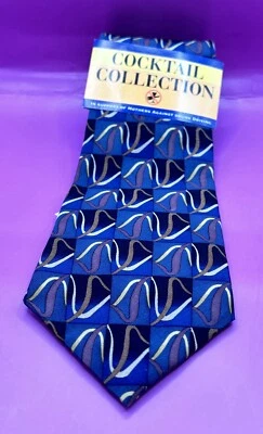 New Cocktail Collection Martini Stonehenge Blue 100% Silk Men’s Necktie Tie USA - Image 1 of 4