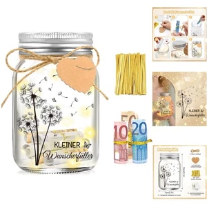 Wunscherfüller Geldgeschenk Pusteblume LED Flaschenlicht, Jugendweihe Geschen... - Bild 1 von 2