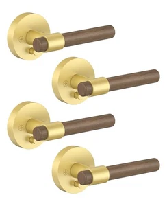 Paquete de 4 manijas de puerta doradas con cepillo de privacidad, lev... - Imagen 1 de 6