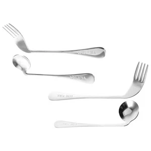 Adaptive Utensils Curved Utensil Angled Spoon and Fork Self Eating Feeding As... - Picture 1 of 9