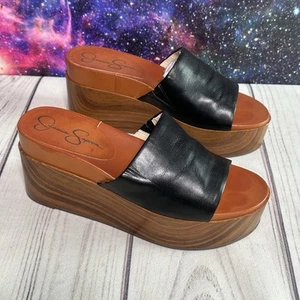 Jessica Simpson Crissie Platform Wedge Slip On Sandals Women's Sz 9.5 Chunky - Picture 1 of 9