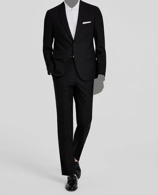 Hugo Boss Para Hombre Negro Ajuste Moderno Mezcla de Lana 2 Piezas Chaqueta Pantalones Traje Talla 42R Foto 1 de 4