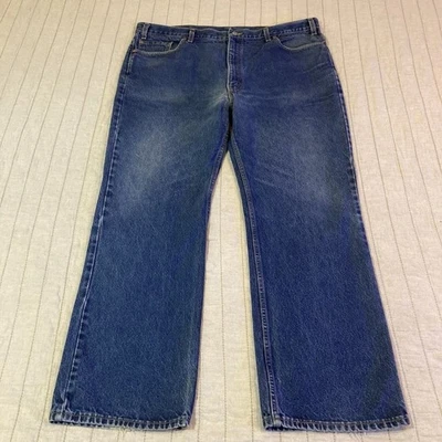 Vtg 90s LEVIS 517 Made In USA Bootcut Jeans 44x31 Faded Whiskers Denim Wash Rise - Image 1 of 4