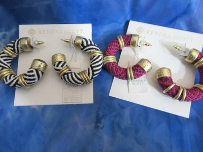 Kendra Scott Maya Aro Pendientes Oro Mezcla Orquídea y Aro Blanco Negro Lote 2 Nuevos con Etiquetas Foto 1 de 4