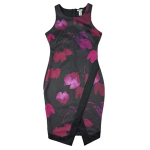 Abito tubino donna Bar III nero floreale bodycon M senza maniche midi party wear - Foto 1 di 10