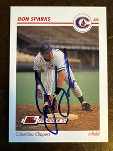 DON SPARKS 1991 Line Drive #119 Autographed SIGNED Card COLUMBUS CLIPPERS - Picture 1 of 2