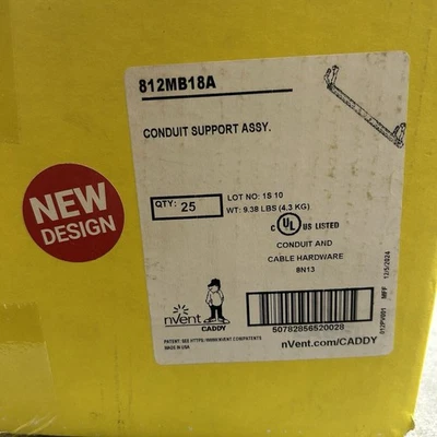nVent Caddy 812MB18A caixa/conduíte conjunto de suporte 1/2-3/4" EMT - nova caixa de 25 - Imagem 1 de 3
