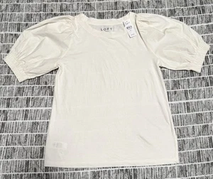LOFT Puff Sleeve Mixed Media Top Size XS NWT - Picture 1 of 6