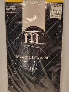 Vintage Maggie Lawrence Strumpfhose Day Sheer Gr. 3x-4x weiß verstärkte Spitze neu - Bild 1 von 5