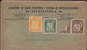 BOLIVIA 1930s TO USA BISECTED AIRMAIL COVER TO USA - Picture 1 of 2