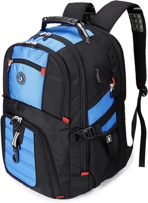 SHRRADOO Extra Large 50L Travel Laptop Backpack with USB Charging Port, Blue  - Image 1 of 4