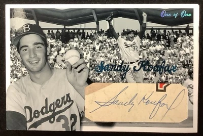 Sandy Koufax Signed Baseball Card Cut Custom Dodgers HOF Autograph 1/1 JSA - Image 1 of 4