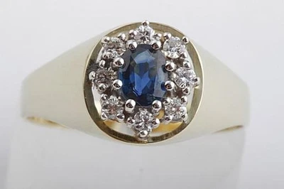 Saphir Brillant Diamant Ring 333 8K Gelb Gold Gr. 57   - Bild 1 von 4