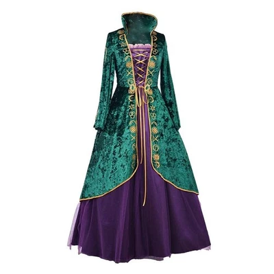 Medieval Green Velvet Dress Witch Cosplay Costume Robes Adult for Women Plus ... - Изображение 1 из 4