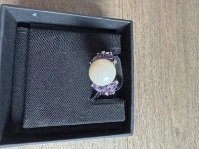 Charles Winston Pearl & Amethyst Sterling Silver 925 Ring Size 5.25 - Image 1 of 4