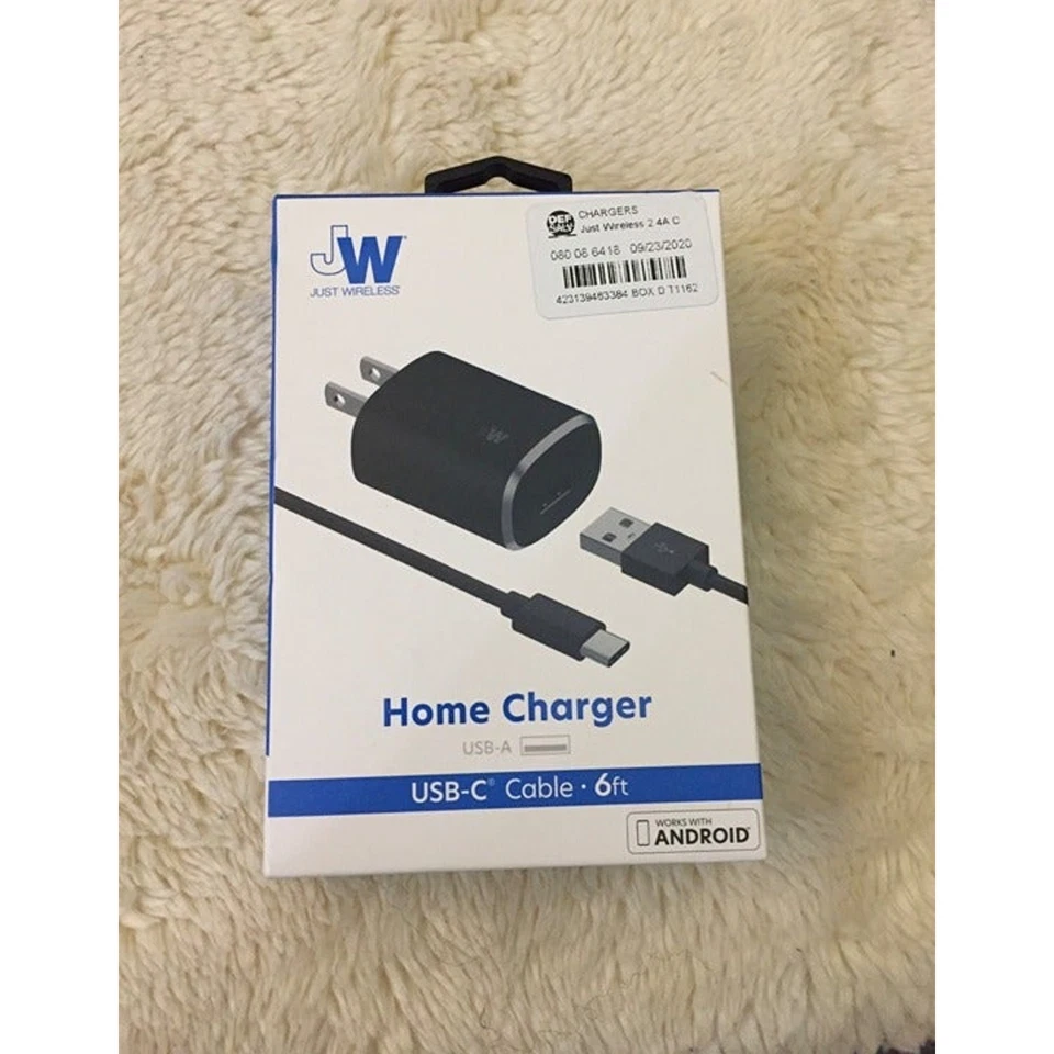 Just Wireless 2.4A/12W Home Charger-6ft TPU USB-C to A Cable - Image 1 of 1
