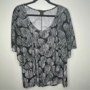 Susan Lawrence Black White Poncho Blouse XL Geometric MidCentury Modern Boho - Picture 1 of 9