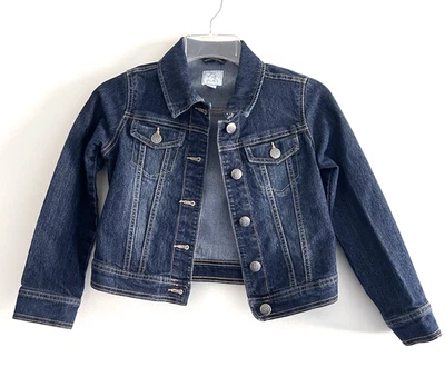 The Children's Place Denim Jacket Girls Size 7/8 Blue Button Front Collar - Image 1 of 4