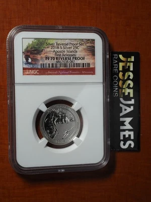 2018 S 25C REVERSE PROOF APOSTLE ISLANDS SILVER QUARTER NGC PF70 FIRST RELEASES - Image 1 of 2